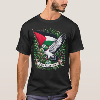 Free Palestine Flag, Pigeon holding Olive leaf T-Shirt
