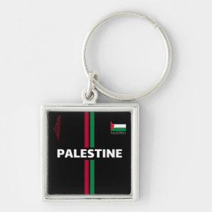 Free Palestine football  soccer - flag map team Keychain
