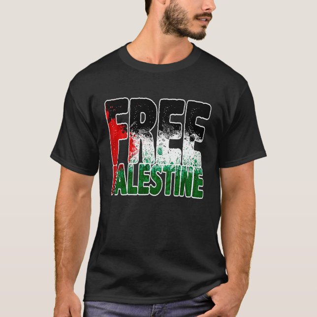 Free Palestine Gaza Flag Proud Palestine Roots Ara T-Shirt (Front)