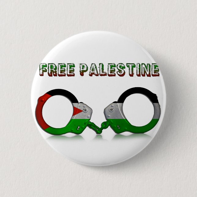 Free Palestine Handcuffs 2 Inch Round Button (Front)