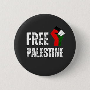 FREE PALESTINE handfist palestine flag 2 Inch Round Button