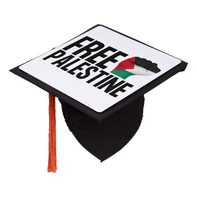 Free Palestine Handfist Palestinian Flag Bold Graduation Cap Topper (Angled)