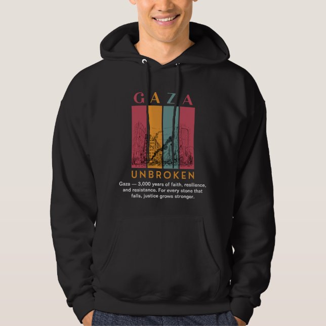 Free Palestine Hoodie – Gaza Unbroken (Front)
