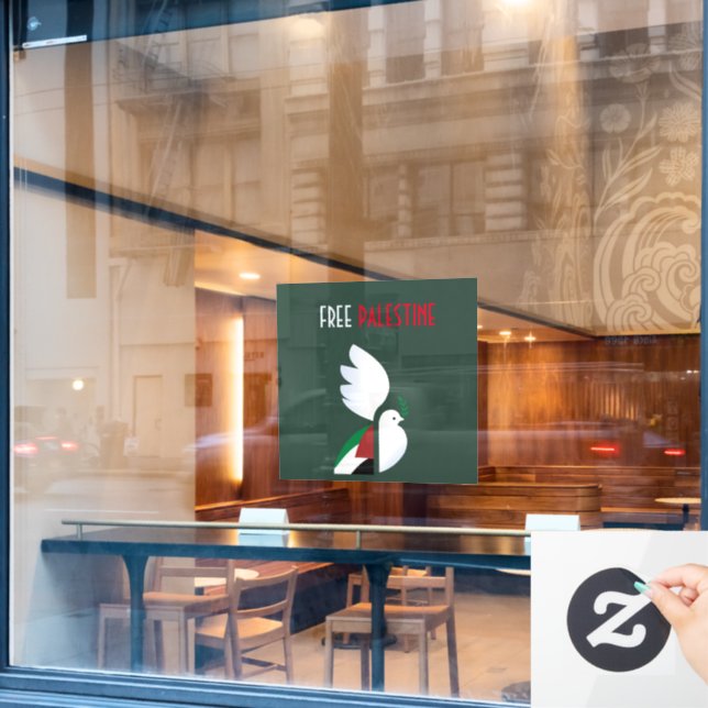 Free Palestine – Human Rights Awareness  Window Cling (Cafe Window)