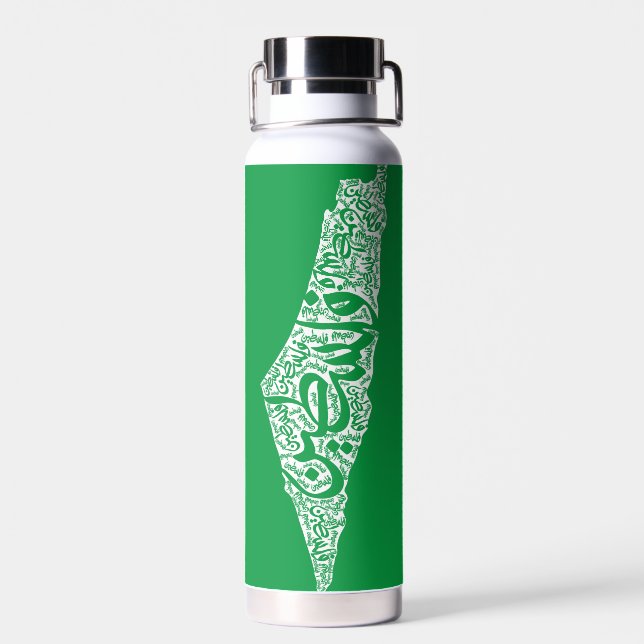 Free Palestine map and flag فلسطين Water Bottle (Back)