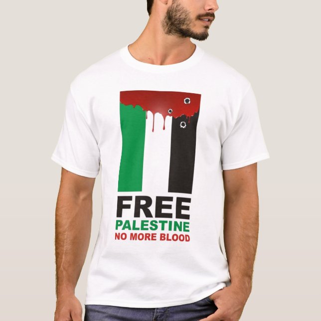 Free Palestine No More Blood T-Shirt (Front)