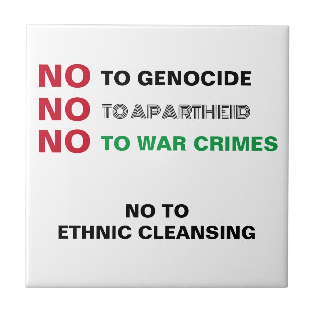 FREE PALESTINE NO TO GENOCIDE APARTHEID WAR CRIMES TILE (Front)