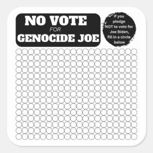 FREE PALESTINE - No Vote for Genocide Joe - Pledge Square Sticker