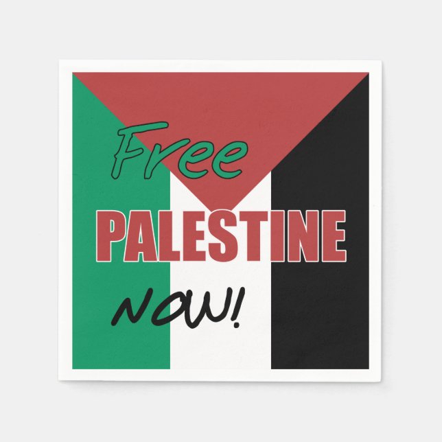 Free Palestine Now Palestinian Flag Napkin (Front)