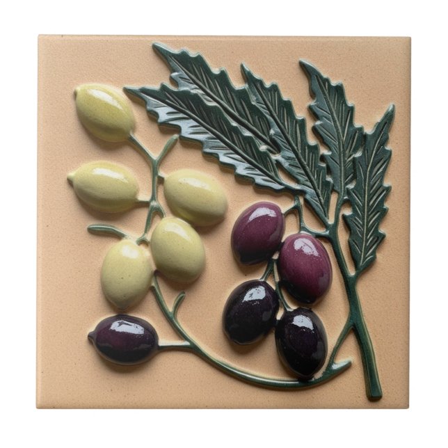 FREE PALESTINE olives branches mosaic ceramic tile (Front)