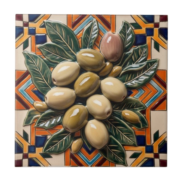 FREE PALESTINE olives branches mosaic ceramic tile (Front)