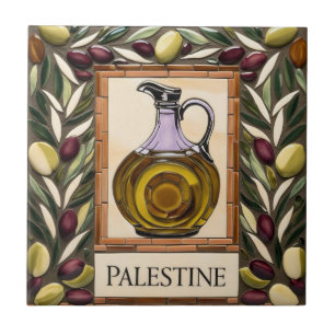 FREE PALESTINE olives branches mosaic ceramic tile