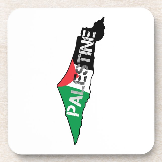 Free Palestine Palestine Flag on Palestine Map Coaster (Front)