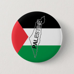 Free Palestine Palestine Map on Palestine Flag 2 Inch Round Button