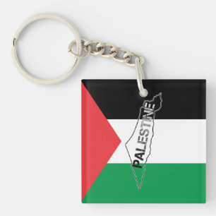 Free Palestine Palestine Map on Palestine Flag Keychain