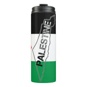 Free Palestine Palestine Map on Palestine Flag Thermal Tumbler