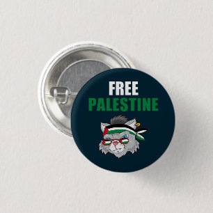 Free Palestine Palestinian Cat Gaza 1 Inch Round Button