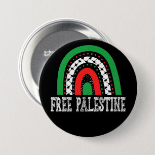 Free Palestine Palestinian Gaza Rainbow 3 Inch Round Button