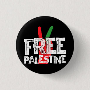 Free Palestine Palestinian Patriotic Ceasefire Tee 1 Inch Round Button