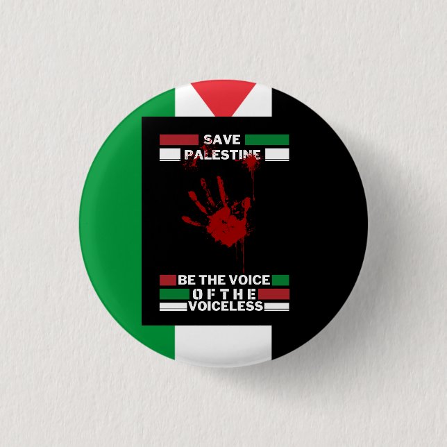 Free Palestine Pin Button in Palestine Flag Theme (Front)