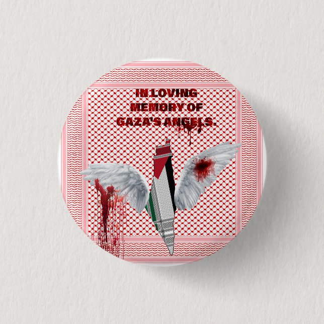 Free Palestine Pin, Palestinian Scarf Theme  1 Inch Round Button (Front)