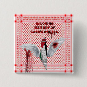 Free Palestine Pin, Palestinian Scarf Theme 2 Inch Square Button