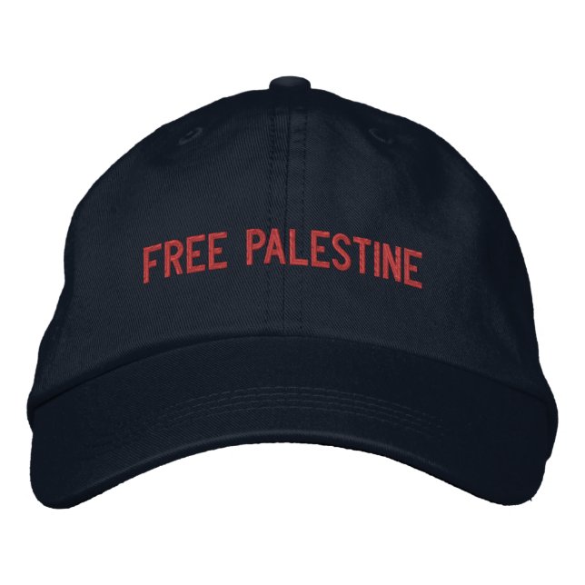 Free Palestine red custom text minimalist Embroidered Hat (Front)
