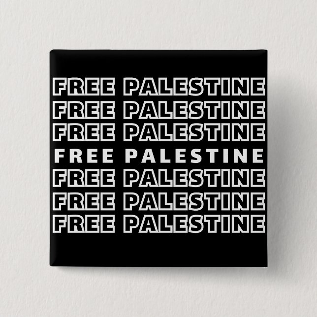 FREE PALESTINE Repeat Text typography Design  2 Inch Square Button (Front)