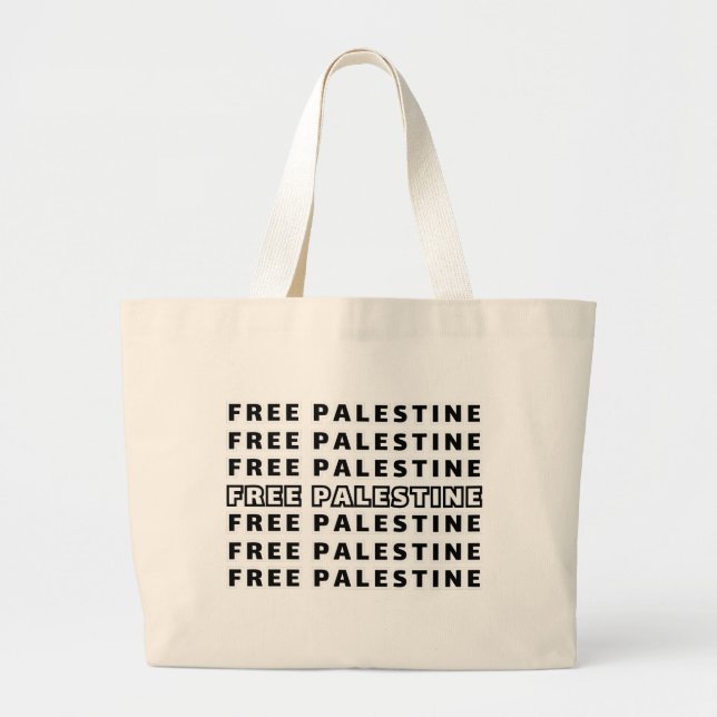 FREE PALESTINE Repeat Text typography Design  Large Tote Bag (Front)