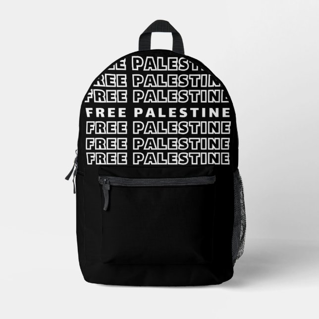 FREE PALESTINE Repeat Text typography Design  Printed Backpack (Front)