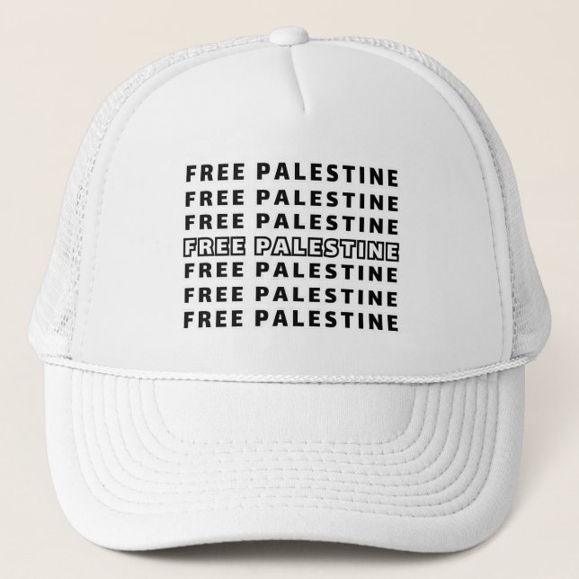 FREE PALESTINE Repeat Text typography Design  Trucker Hat (Front)
