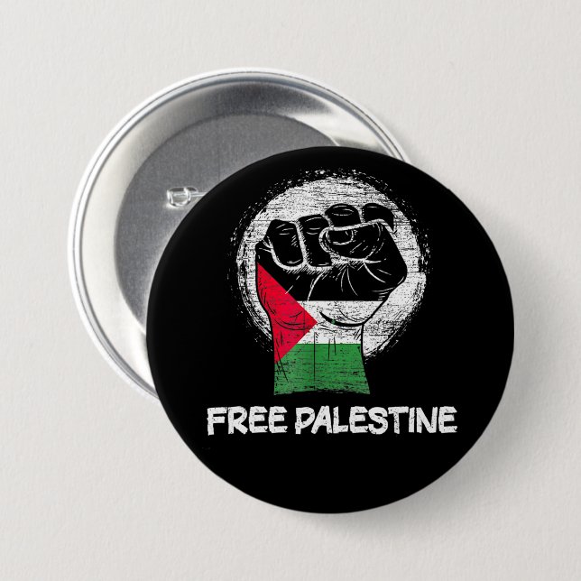 Free Palestine Resistance Fist Palestinian 3 Inch Round Button (Front & Back)