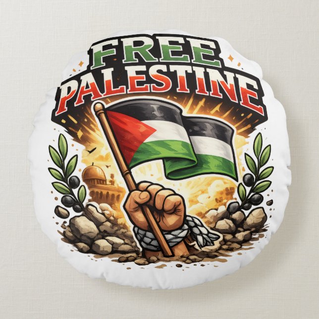 Free Palestine Round Pillow (Front)