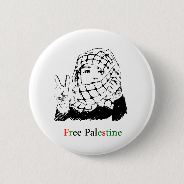 Free Palestine rounded buttom 2 Inch Round Button (Front)