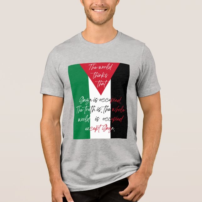 Free Palestine T-shirt - Save Gaza T-shirt Tri-Blend Shirt (Front)