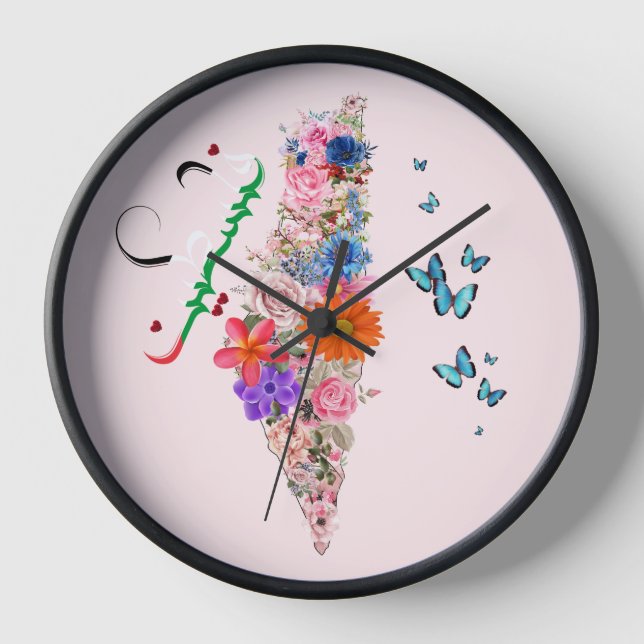 Free Palestine Wall Clock, Palestinian Decor Clock (Front)