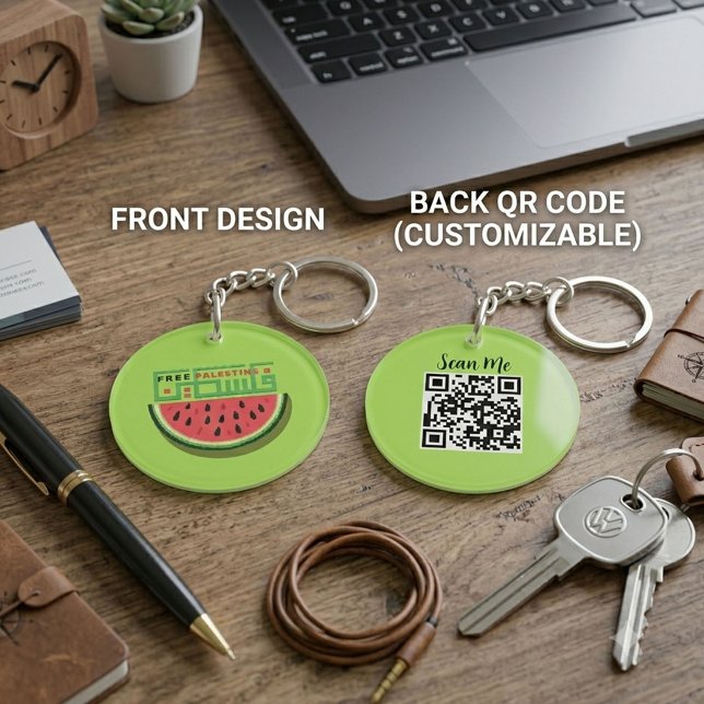 FREE PALESTINE WATERMELON Customized Qr Code Keychain (Creator Uploaded)