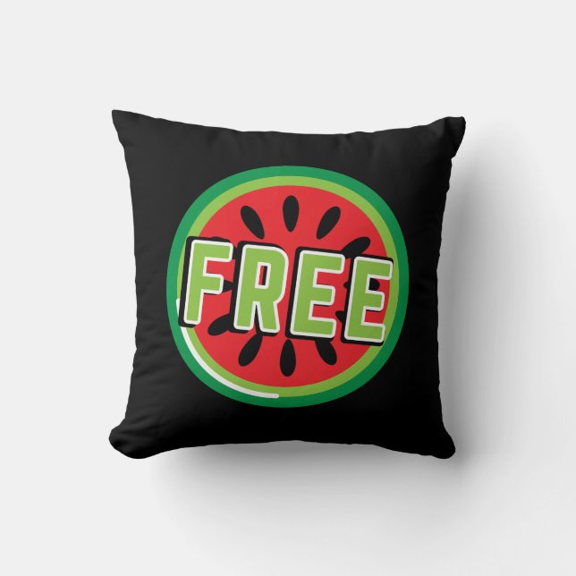 Free Palestine watermelon- Freedom for Palestinian Throw Pillow (Front)