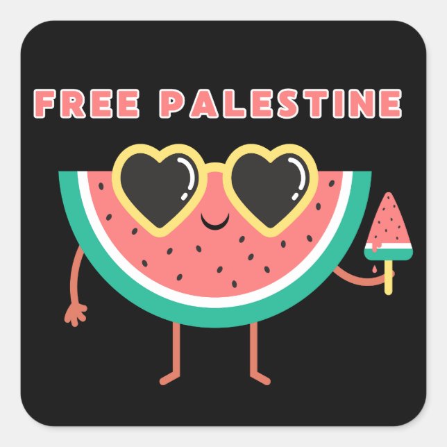 free palestine Watermelon Palestine cute colourful Square Sticker (Front)
