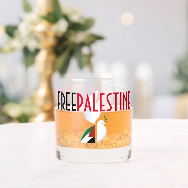Free Palestine Whiskey Glass – Solidarity & Peace  (Insitu (Wedding))