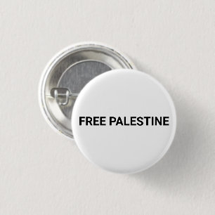 Free Palestine white black custom text minimalist 1 Inch Round Button