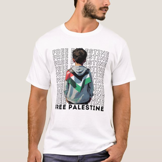 FREE PALESTINE white t-shirt for man (Front)