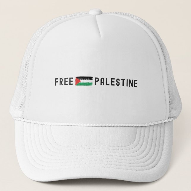 FREE PALESTINE WITH FLAG TRUCKER HAT (Front)