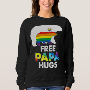 Free Papa Hugs Rainbow Bear Lgbt Pride Gay Lesbian Sweatshirt