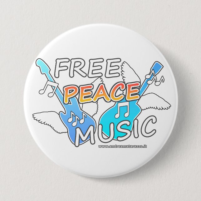 Free Peace Music   3 Inch Round Button (Front)