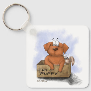 Free Puppy Cartoon Plus 1 Keychain