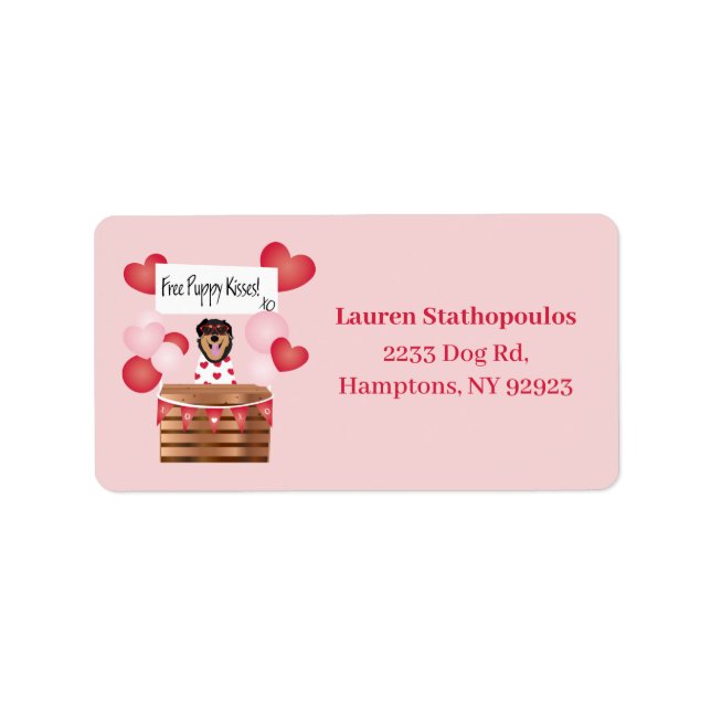 Free Puppy Kisses Valentine Dog  Label (Front)