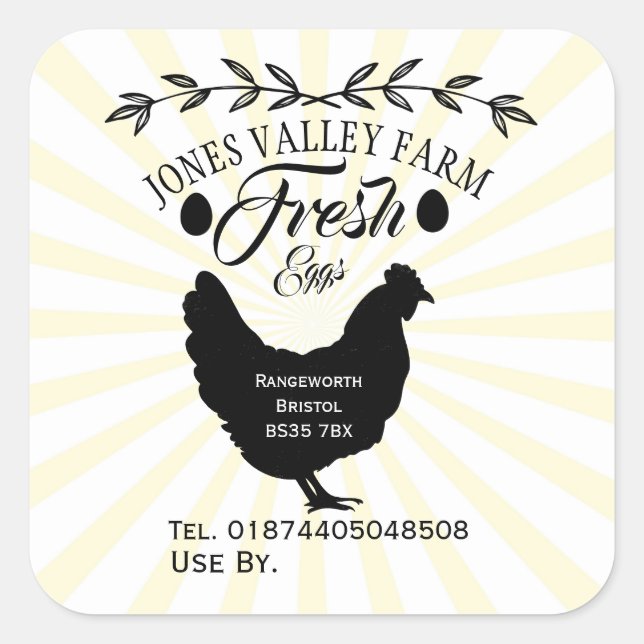 free range egg box Label farm shop (Front)
