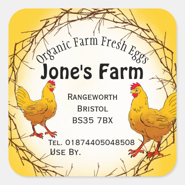 free range egg box Label farm shop (Front)
