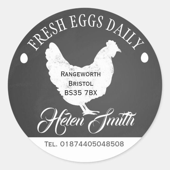 free range egg box Label farm shop (Front)